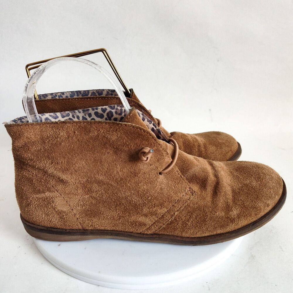 Lucky Brand Womens Size 8 Ankle Boots Chukka Camel Tan Leather Lace-Up Academia